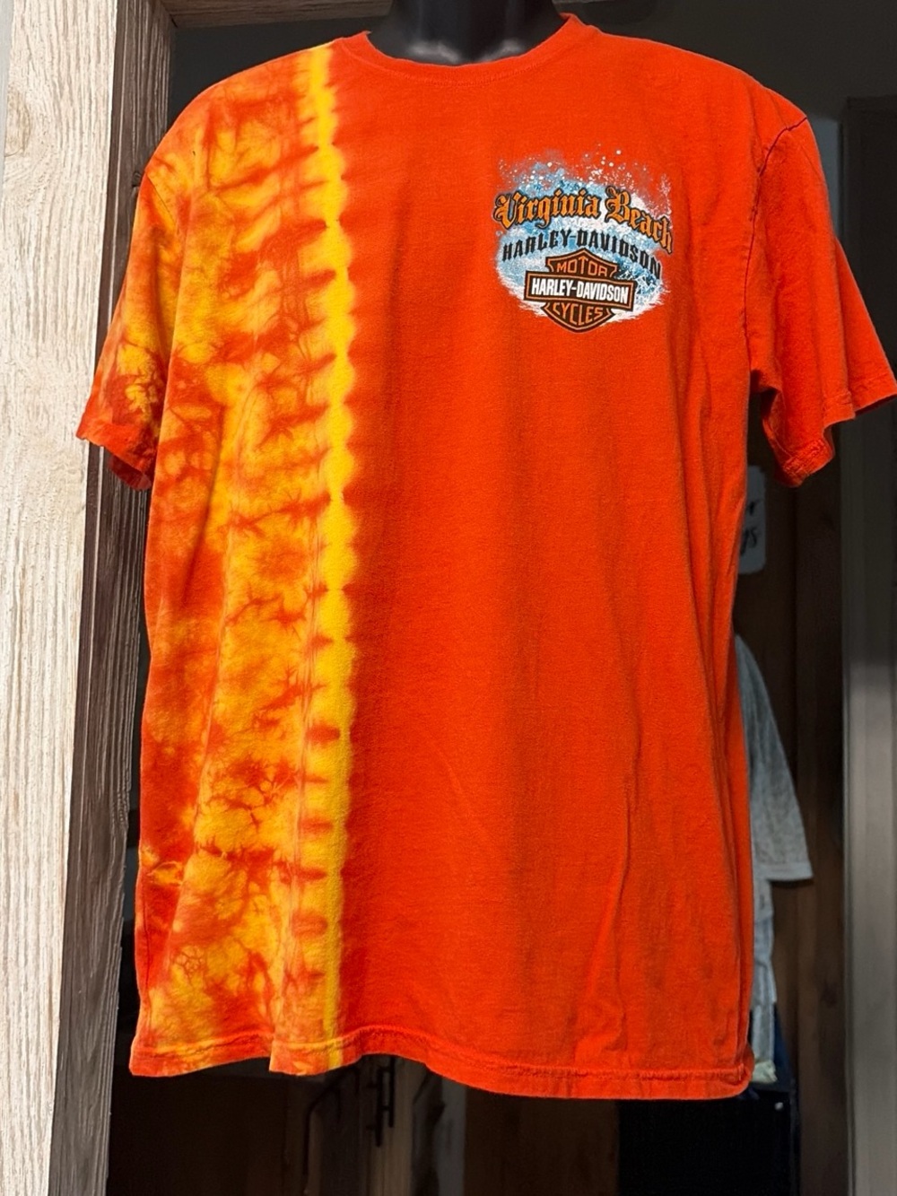 Harley-Davidson Orange and Yellow Tie-Dye Short Sleeve Crewneck